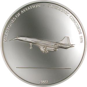 Liberia / Ten Dollars Silver 2003 Supersonic Concorde 1976 - reverse photo
