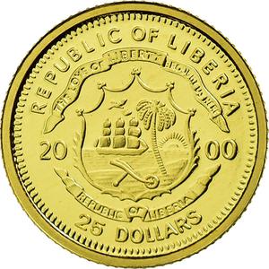 Liberia / Gold Twenty-five Dollars 2000 Peter the Great - reverse photo