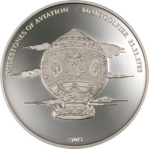 Liberia / Ten Dollars Silver 2003 Montgolfier - reverse photo