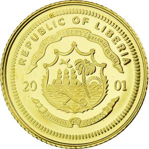 Liberia / Gold Twenty-five Dollars 2001 Nostradamus - reverse photo