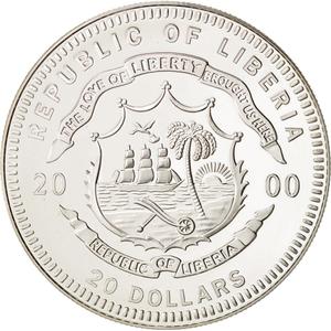 Liberia / Silver Twenty Dollars 2000 Apollo XIII - reverse photo