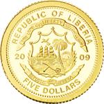Gold Five Dollars 2009 Obama: Photo Coin, Liberia, Gold Five Dollars 2009 Obama / thumbnail