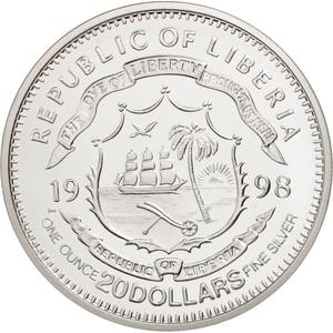 Liberia / Silver Twenty Dollars 1998 Titanic - reverse photo