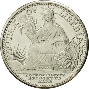 Liberia / Five Dollars 1997 Year of the Rooster - obverse photo