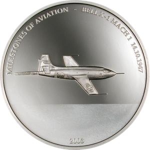 Liberia / Ten Dollars Silver 2003 Bell X-1 Mach 1 - reverse photo