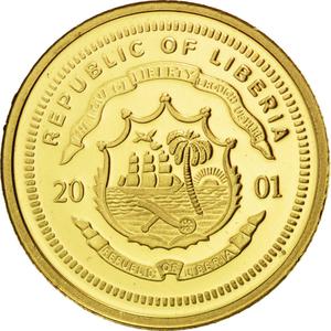 Liberia / Gold Twenty-five Dollars 2001 Einstein - reverse photo