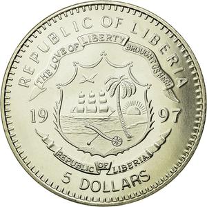 Liberia / Five Dollars 1997 Lady Diana - reverse photo