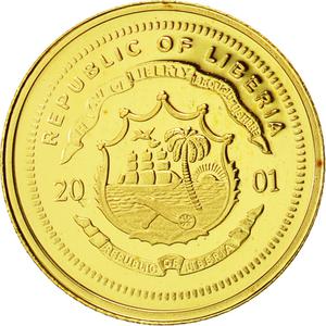 Liberia / Gold Twenty-five Dollars 2001 Gandhi - reverse photo