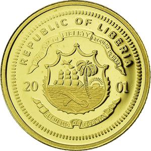 Liberia / Gold Twenty-five Dollars 2001 James Cook - reverse photo