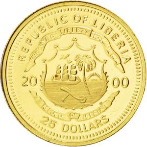 Liberia / Gold Twenty-five Dollars 2000 Tutankhamun - reverse photo