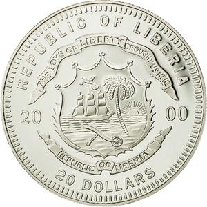 Liberia / Silver Twenty Dollars 2000 Amsterdam - reverse photo