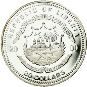 Liberia / Silver Twenty Dollars 2000 Brussels - reverse photo