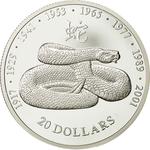 Silver Twenty Dollars 2001 Year of the Snake: Photo Coin, Liberia, Silver Twenty Dollars 2001 Year of the Snake / thumbnail