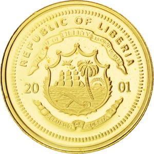 Liberia / Gold Twenty-five Dollars 2001 Beethoven - reverse photo
