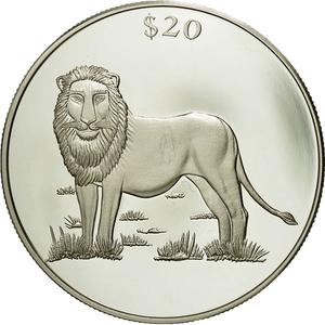 Liberia / Silver Twenty Dollars 2000 Lion - obverse photo