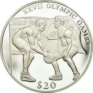 Liberia / Silver Twenty Dollars 2000 Olympics - Basketball - obverse photo