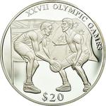 Silver Twenty Dollars 2000 Olympics - Basketball: Photo Coin, Liberia, Silver Twenty Dollars 2000 Olympics - Basketball / thumbnail