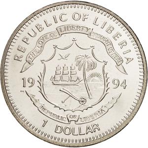 Liberia / One Dollar 1994 Roberto Clemente - reverse photo