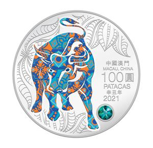 Macau, Special Administrative Region / Silver Five Ounces 2021 Lunar Ox - reverse photo