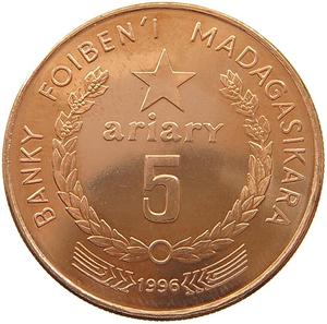 Madagascar / Five Ariary 1996 - reverse photo