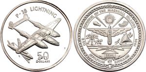 Marshall Islands / Silver Ounce 1991 P-38 Lightning - obverse photo