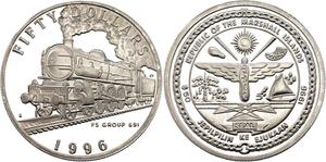 Marshall Islands / Silver Ounce 1996 FS Group 691 Steam Locomotive - obverse photo