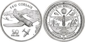 Marshall Islands / Silver Ounce 1991 F4U Corsair - obverse photo