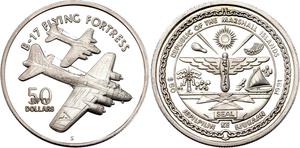 Marshall Islands / Silver Ounce 1991 B-17 Flying Fortress - obverse photo