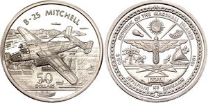 Marshall Islands / Silver Ounce 1991 B-25 Mitchell - obverse photo