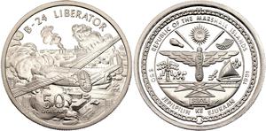 Marshall Islands / Silver Ounce 1991 B-24 Liberator - obverse photo