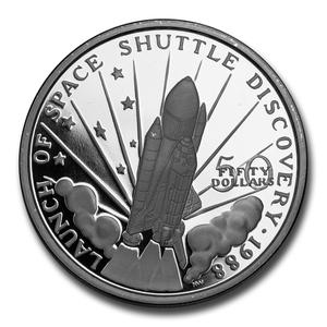 Marshall Islands / Silver Ounce 1989 Space Shuttle Discovery - reverse photo