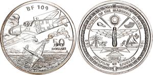 Marshall Islands / Silver Ounce 1991 Messerschmitt Bf 109 - obverse photo
