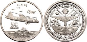 Marshall Islands / Silver Ounce 1991 Mitsubishi G4M - obverse photo