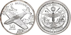 Marshall Islands / Silver Ounce 1991 P-51 Mustang - obverse photo