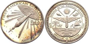 Marshall Islands / Silver Ounce 1989 First American Satellite - reverse photo