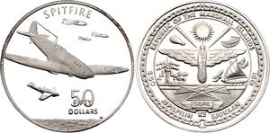 Marshall Islands / Silver Ounce 1991 Spitfire - obverse photo
