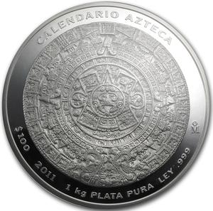 Mexico / Silver Kilo 2011 Aztec Calendar - reverse photo