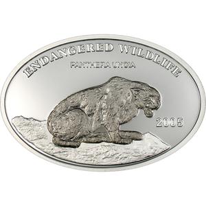 Mongolia / Five Hundred Togrog Silver 2005 Mongolian Snow Leopard - reverse photo
