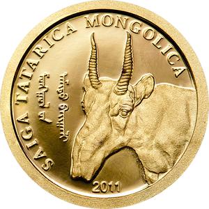 Mongolia / Gold Half Gram 2011 Saiga Tatarica Mongolica - reverse photo