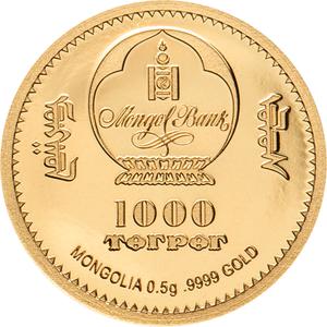 Mongolia / Gold Half Gram 2019 Mongolian Gobi Bear - obverse photo