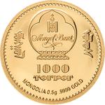 Gold Half Gram 2019 Mongolian Gobi Bear: Photo Coin, Mongolia, Gold Half Gram 2019 Mongolian Gobi Bear / thumbnail