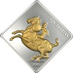 Mongolia / Silver Ounce 2005 Equestrian / Gilded Statue - reverse photo