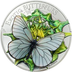 Mongolia / Five Hundred Togrog Silver 2017 Butterflies in 3D - reverse photo