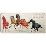 Silver Five Ounces 2002 Running Horses: Photo Coin, Mongolia, Silver Five Ounces 2002 Running Horses / thumbnail