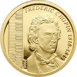 Mongolia / Gold Twenty-fifth Ounce 2008 Frederic Chopin - reverse photo