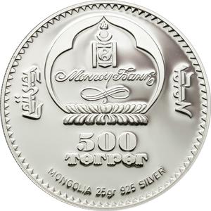 Mongolia / Five Hundred Togrog Silver 2011 Saiga Tatarica Mongolica - obverse photo