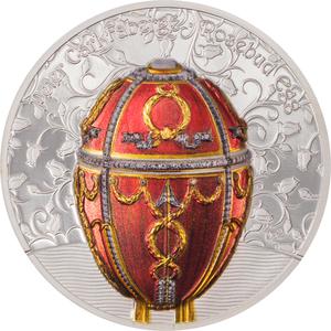 Mongolia / Silver Two Ounces 2022 Fabergé - Rosebud Egg - reverse photo