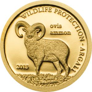 Mongolia / Gold Half Gram 2013 Argali - Ovis Ammon - reverse photo