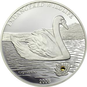 Mongolia / Five Hundred Togrog Silver 2006 Swan - reverse photo