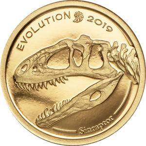 Mongolia / Gold Half Gram 2019 Evolution of Life - Sinraptor - reverse photo